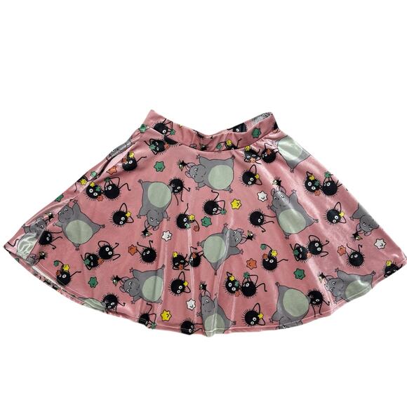 Vintage Spirited Away Studio Ghibli Pink Velvet Print Skater Skirt Size Small - Picture 4 of 9